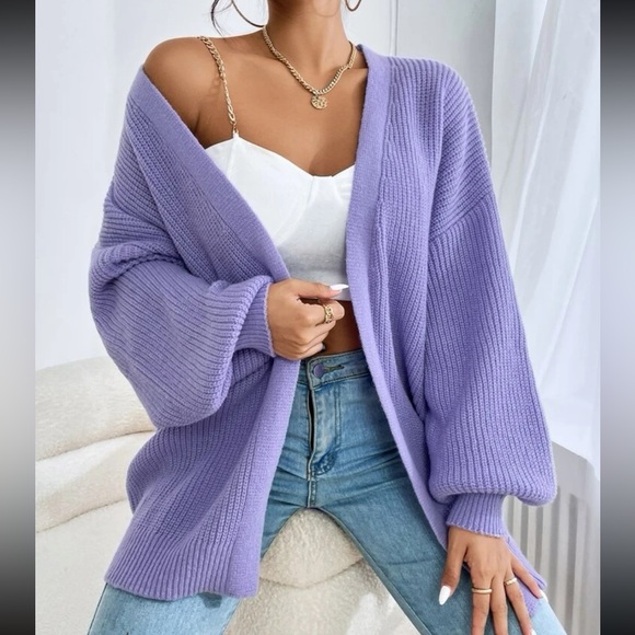 Sweaters - Violet oversized knit cardigan